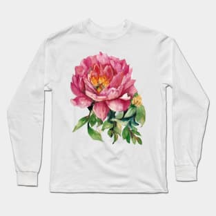 Loose Watercolor Peony 4 Long Sleeve T-Shirt